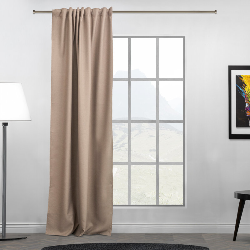Room Darkening Single Curtain Panel, Beige, 260cm Width x 450cm Drop