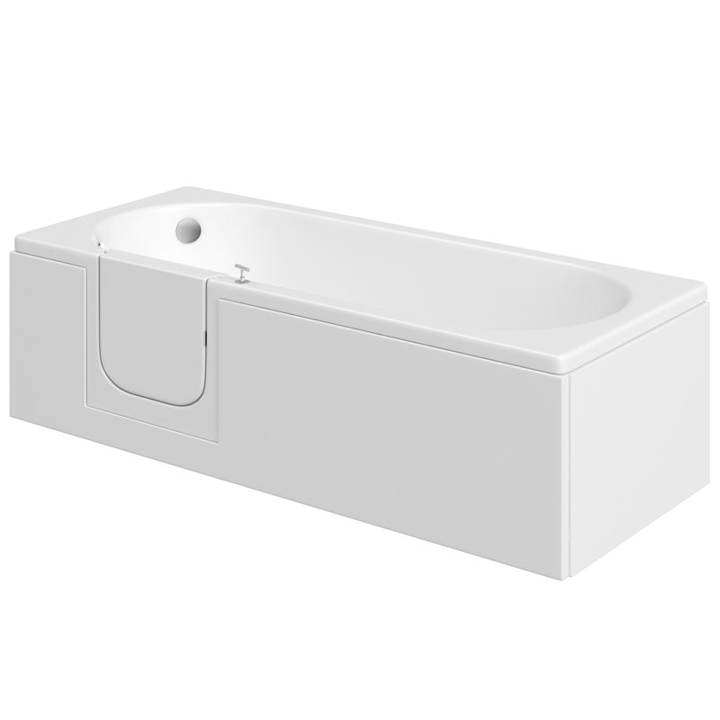Paulin 1700mm x 700mm Alcove / Tile In Soaking Acrylic Bathtub, Left