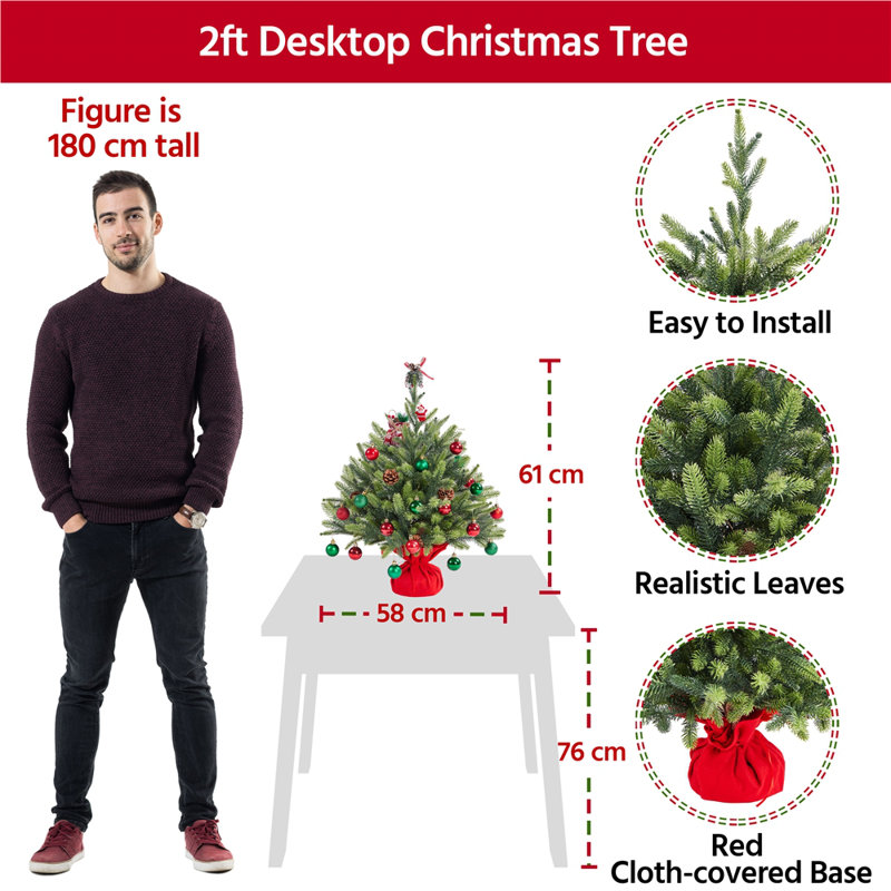 Artificial Fir Christmas Tree, 2ft H