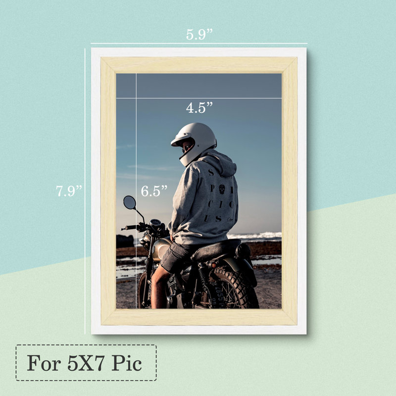 Moulding Picture Frame for Desk Display and Wall Display Classic Frame, 5" x 7", White/Beige