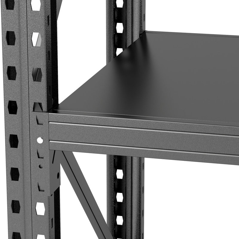 Étagère à 5 niveaux avec rails de protection latéraux, H 78 po x l 47,2 po x P 18,2 po, Noir mat