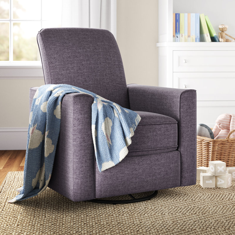 Abbey Swivel Reclining Glider Rocking Chair, Gray Polyester