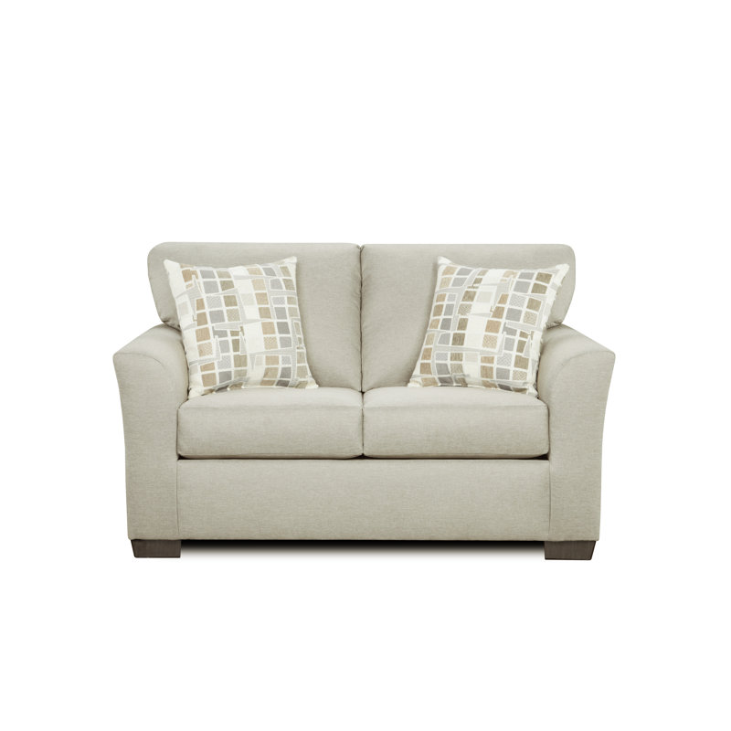 Causeuse à accoudoirs évasés 60 po avec coussins réversibles, Beige
