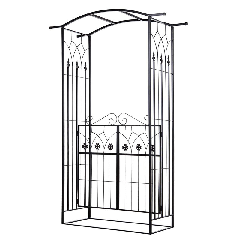Tawanna 131cm W x 49cm D Metal Arbour Gate with Gate in Black