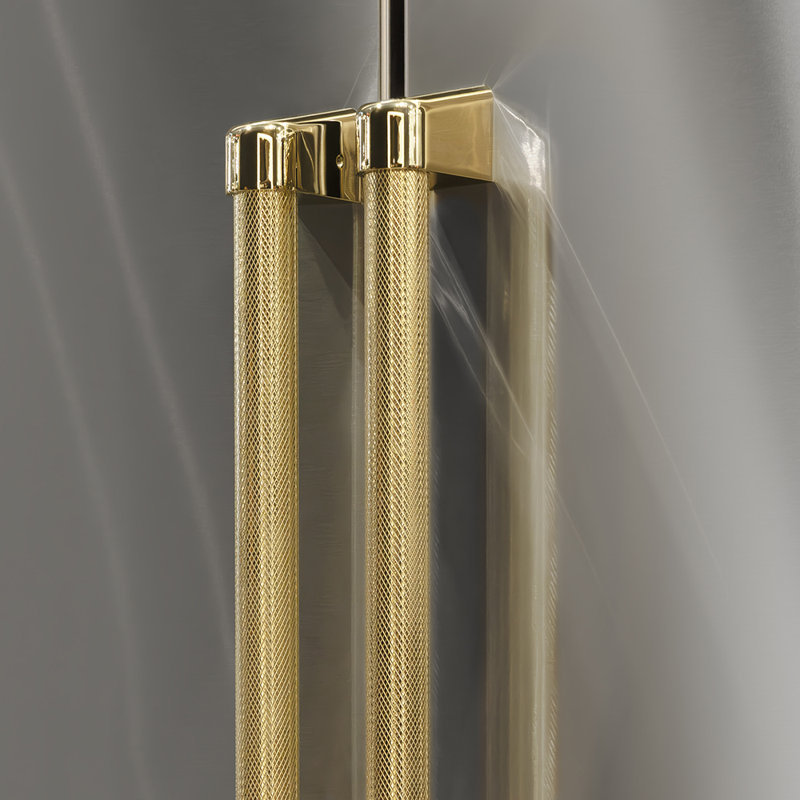 ZLINE Autograph 36 in. Counter-Depth Refrigerator in Stainless Steel and Nickel Helix Handles, Gold
