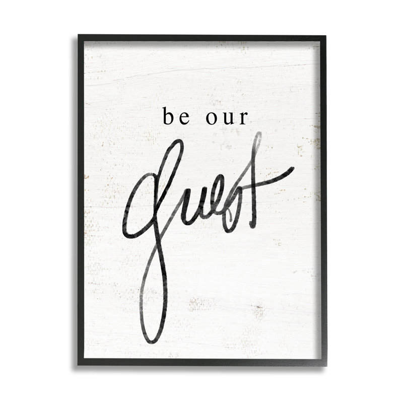 «Be our invité phrase», impression encadrée sur bois, Giclée encadrée noir minuit, H 14 po x l 11 po x P 1,5 po