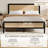 Metal Bed Frame with Rattan Headboard-795227635-797003968