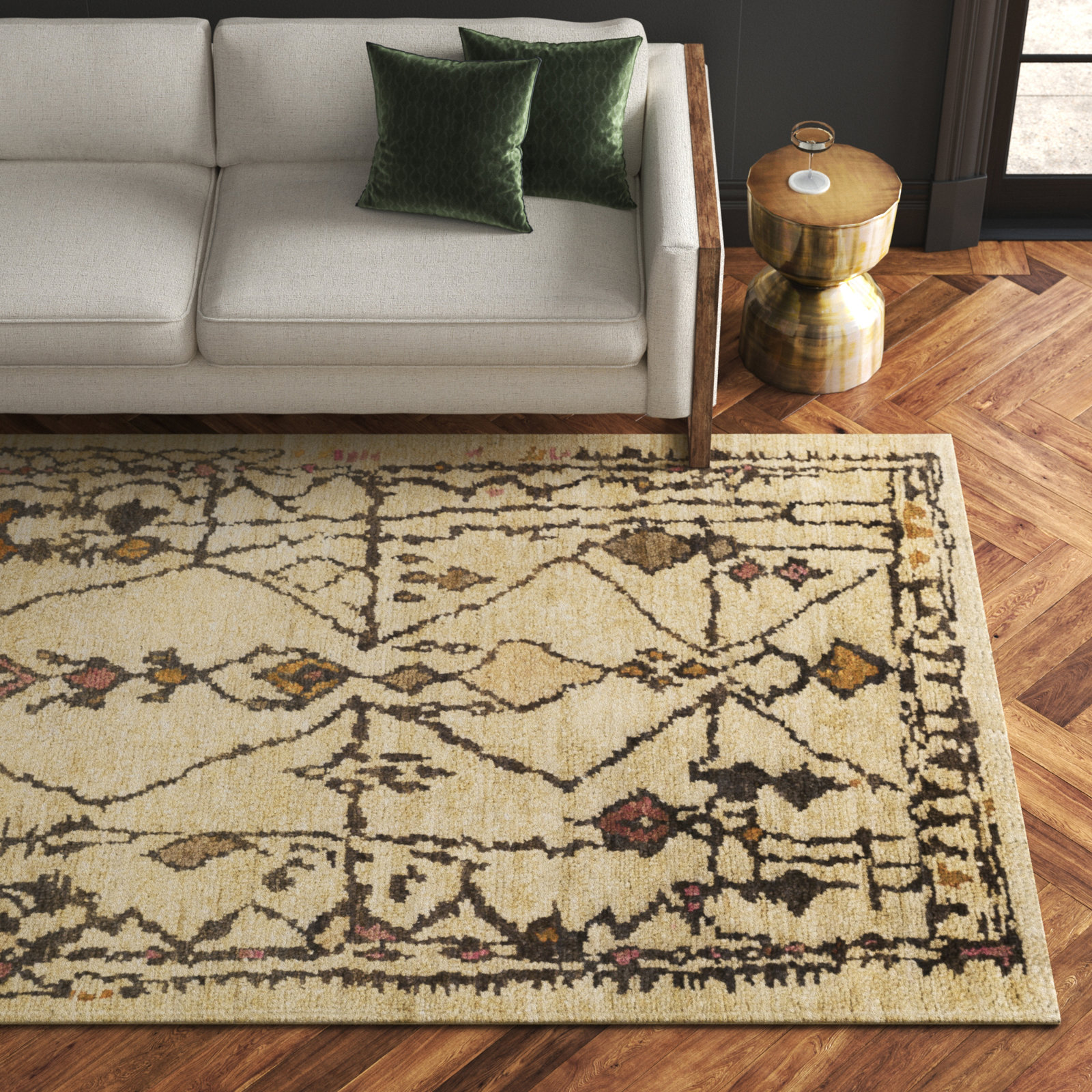 Semele Brown Beige Hand-Knotted Jute Rug, Rectangle 9' x 13'