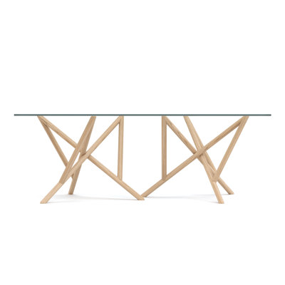 Baton Glass Top Table With Double Pedestal Base