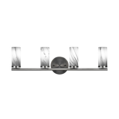 Armir 4 Light Bath Bar Shown With 2.5” Onyx Swirl Glass