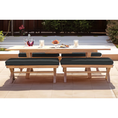 Buroker 8 - Person Teak Patio Dining Set with Extendable Rectangular Table , Sunbrella® Cushions Included