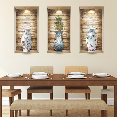 3D Niche Wall Art Decals - 3 Pieces | Easy To Apply, Stunning Decorative Stickers For Home and Office