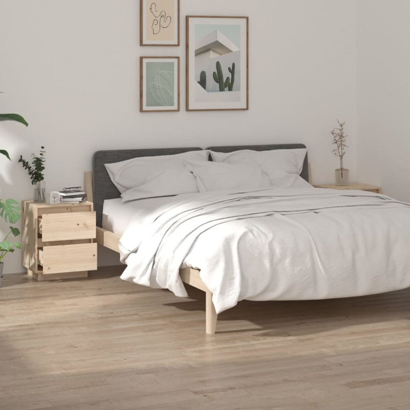Garrell 40cm W Solid Wood Bedside Table, Oak, 1