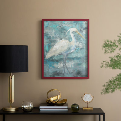 Coastal Egret I, reproduction encadrée - bois massif