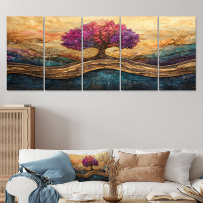 Barbery - Tree Of Life Wall Art - Traditional Wall Art Decor 5 Piece
