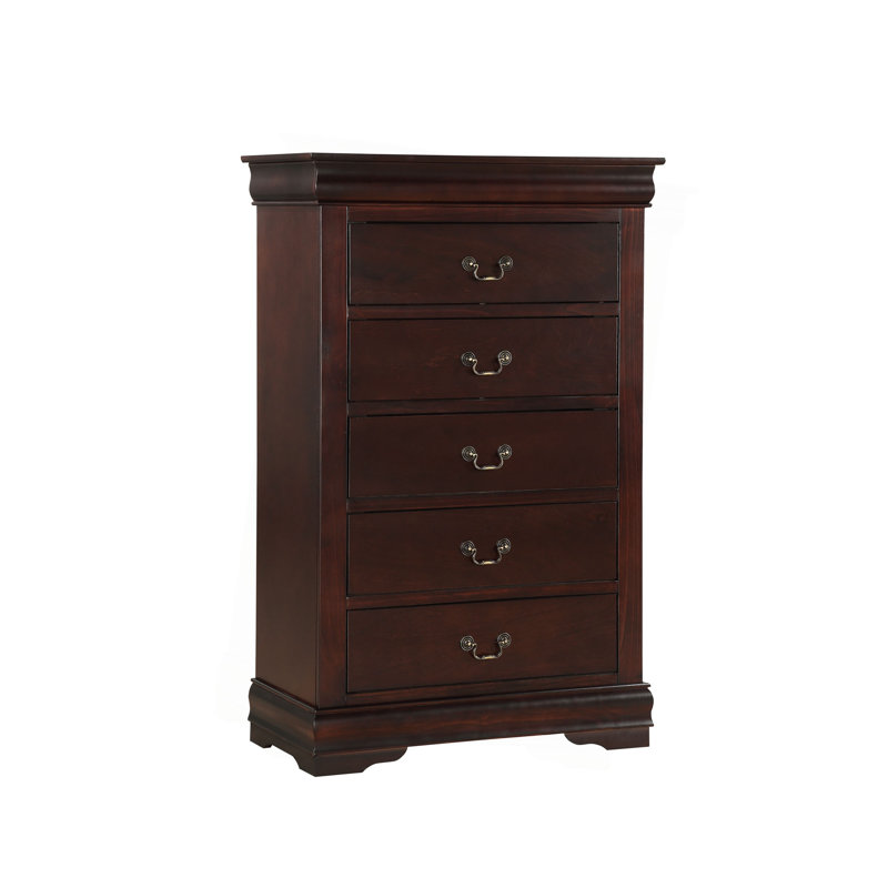 Commode 1 pièce à 5 tiroirs Louis Philip, Merisier