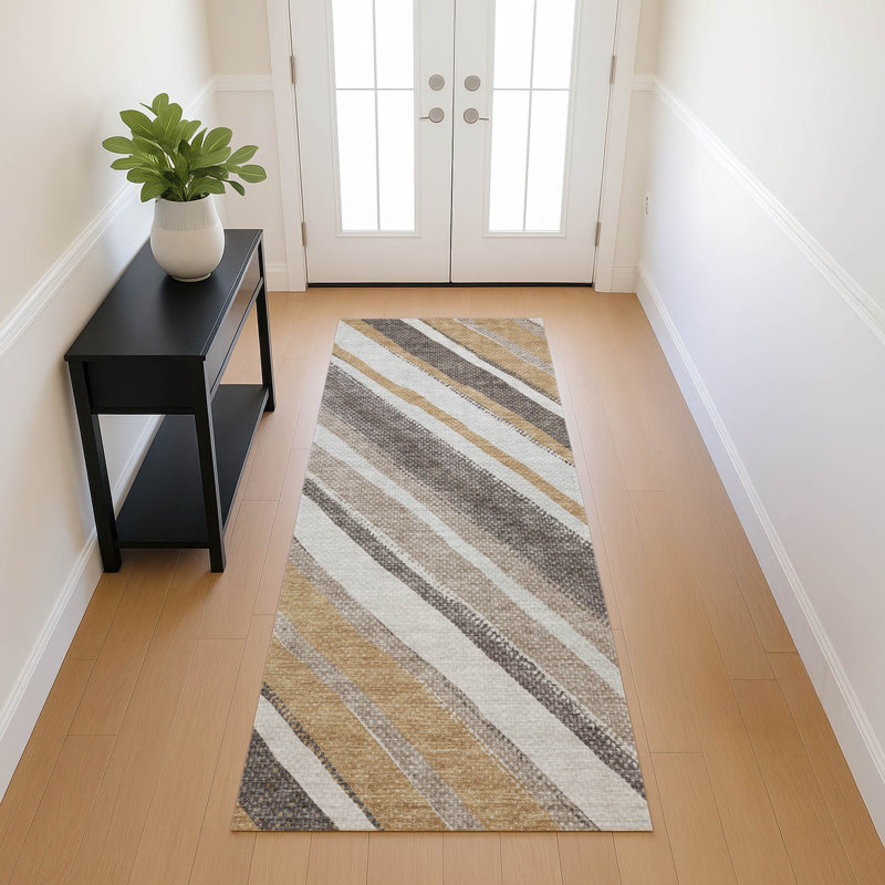Machine Washable Indoor/Outdoor Jenning ACN2282 Stripes Rug, Runner 2'3" x 7'6"
