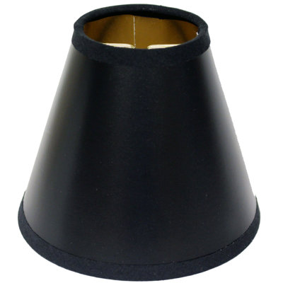 Abat-jour lustre 3 po en haut x 4 po en bas x 4 po avec abat-jour en forme de lustre rigide (ensemble de 6), abat-jour en peau d'animal noir avec doublure dorée