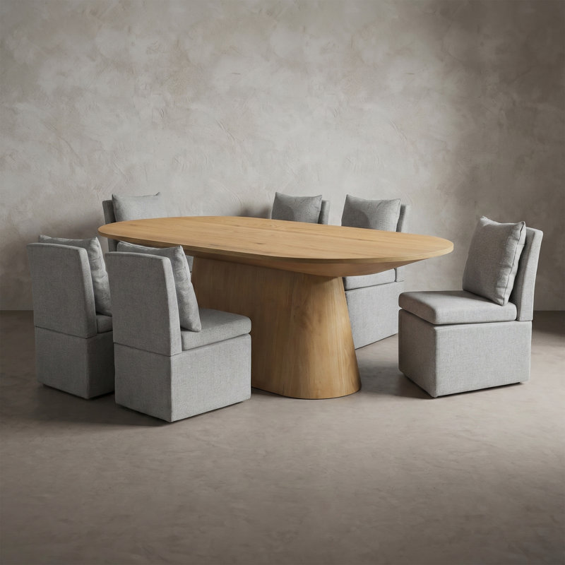 Ensemble de table de salle à manger 7 pièces Oldbury, Beige, 7 Pieces: Table, 6 Chairs
