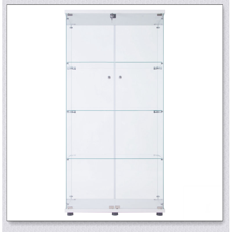 Vitrine à DEL en verre à 2 portes avec 4 tablettes, blanc