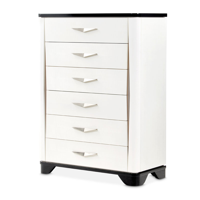 White and Black 6-Drawer Chest with Soft Close Drawers