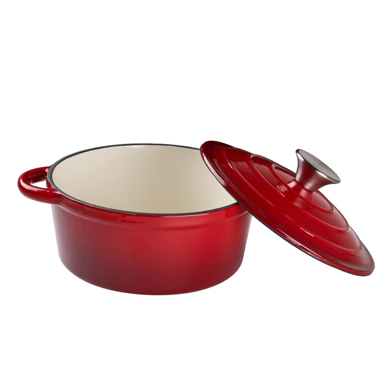 Living And Home 4L Cast Iron Stock Pot, Red
