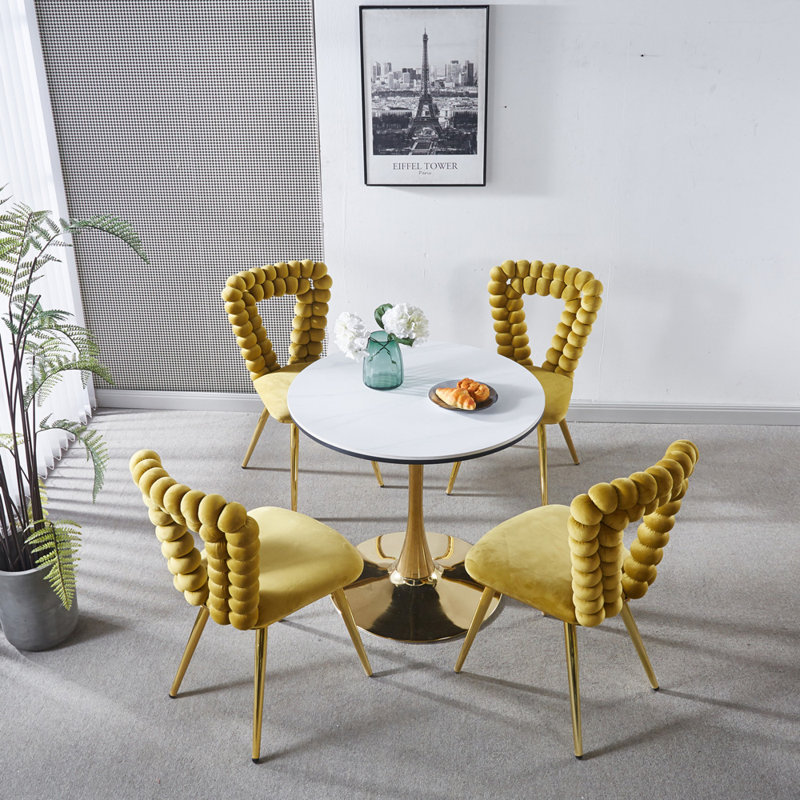 Chaise d'appoint rembourrée (ensemble de 4), Jaune