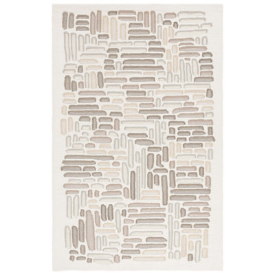 Tapis beige / ivoire en coton touffeté à la main Haviland