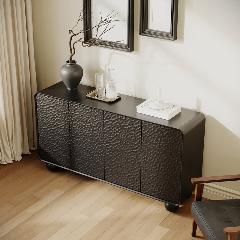 Buffet avec rangement, console de télévision à profil courbé, grande console d'appoint pour salle à manger, cuisine et salon