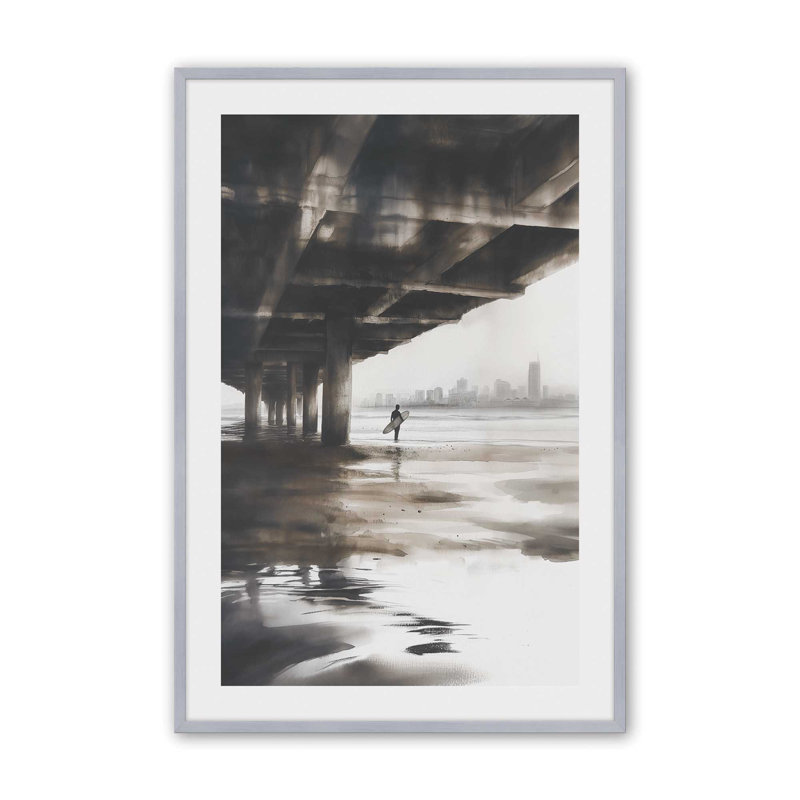 Under the Pier, reproduction encadrée, 15.25" H x 12.25" W, Polished Chrome
