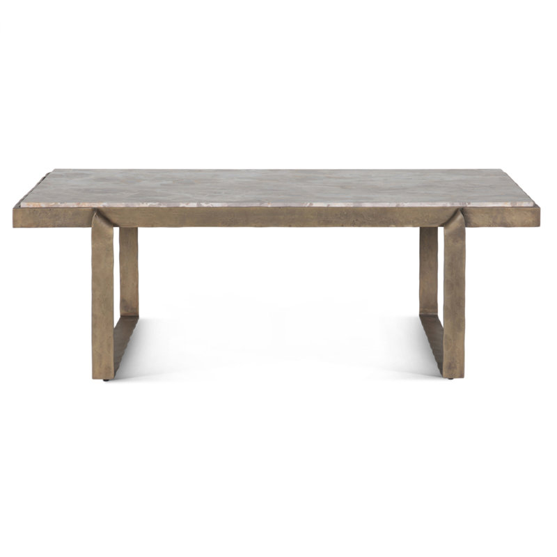 Rhodes 49" Coffee Table with Capri Beige Marble Top and Antique Brass Base