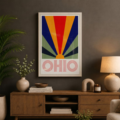 Ohio Sunburst Retro - Wrapped Canvas