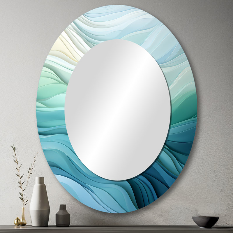 Miroir mural Gree And White Sway Wave Serenity III, 43 po x 33 po