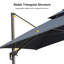 Parasol de patio extérieur en porte-à-faux carré 12 pi, gris graphite-123038246