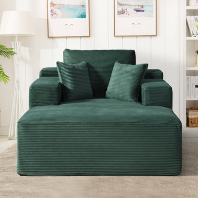 Méridienne convertible d'intérieur - surdimensionné en velours côtelé avec accoudoirs larges et coussins décoratifs, canapé-lit douillet et désossé, pour le salon, la chambre à coucher, aucun assemblage requis
