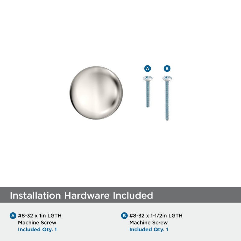 Extensity  (29mm) Length  Cabinet Knob - 25 Pack, Polished Nickel