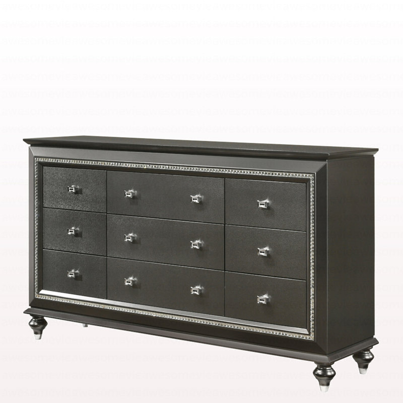 Commode à finition moderne gris métallique, Gris argenté