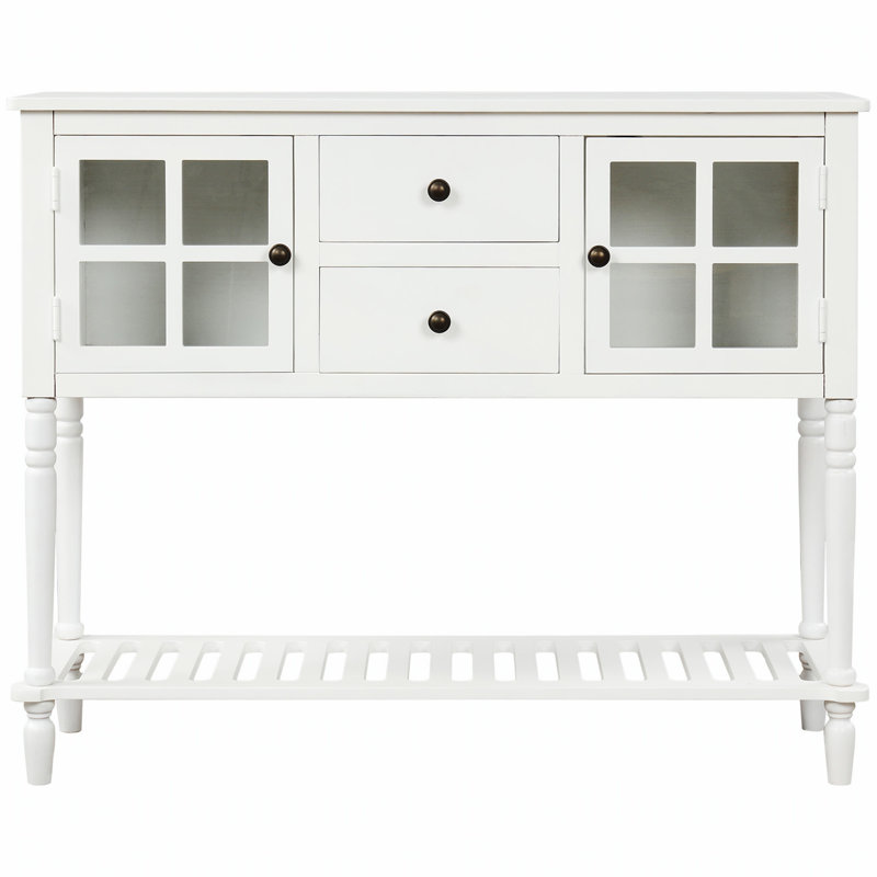 Console de 42 po Danner, table d'entrée, canapé avec deux tiroirs Danner, Blanc, Blanc