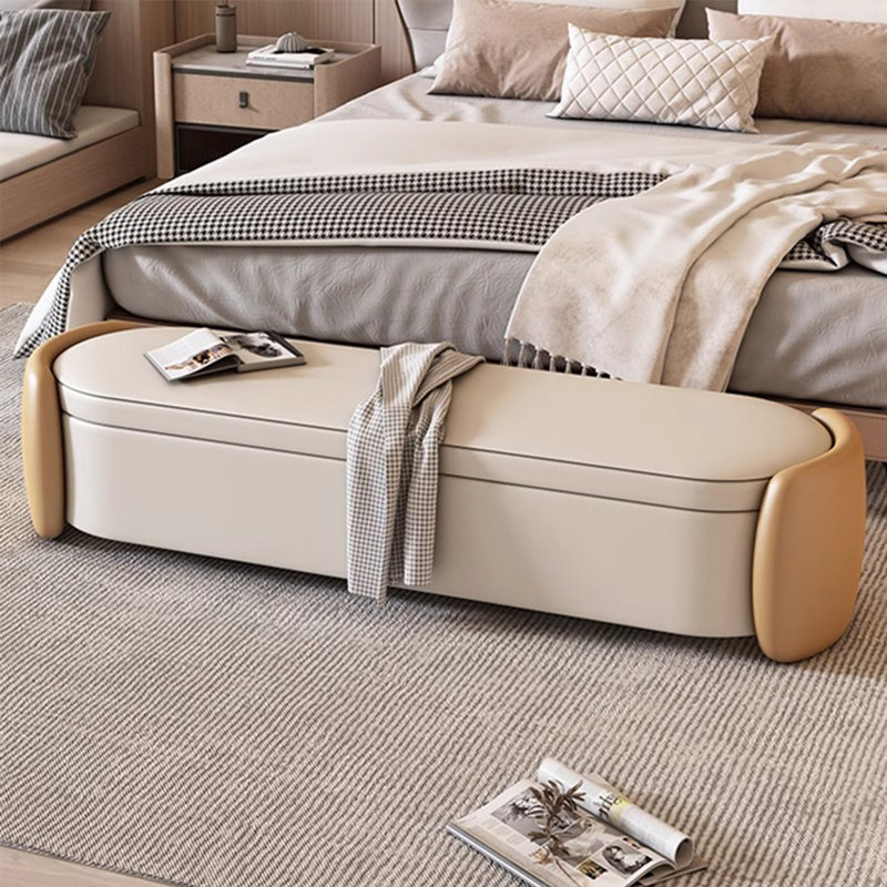 Eco-friendly multi-functional bed stool, Beige/Orange, 18.89" H x 68.89" W x 16.92" D