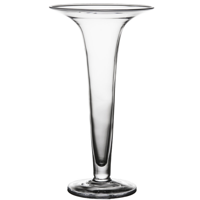 Large Clear Glass Trumpet Floor Vase