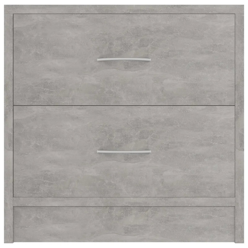 Bedside Cabinet Chipboard Nightstands Storage Unit, Concrete Grey, Set of 2