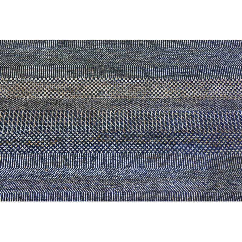 Hand-Knotted High-Quality Blue and Gold Area Rug