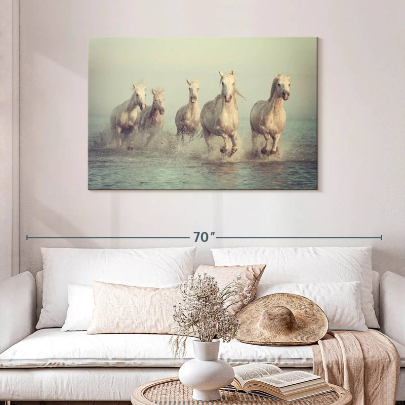 Brampt Camargue chevaux blancs, H 30 po x l 45 po