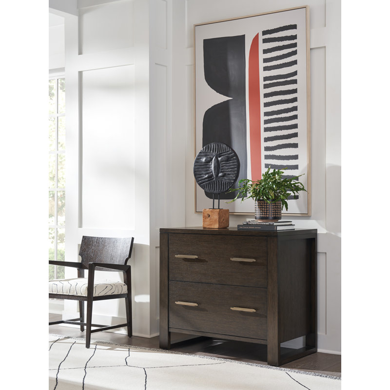 Hewitt 2-Drawer Lateral Filing Cabinet, Dark Walnut/Champagne