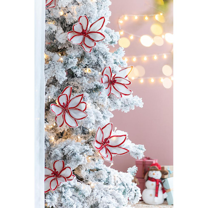 Ensemble de 6 tiges de poinsettia 13 po - blanc / rouge