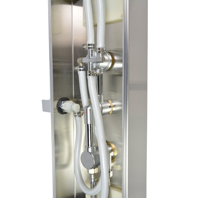 56'' Brushed Stainless Steel Shower Panel with Rainfall Showerhead
