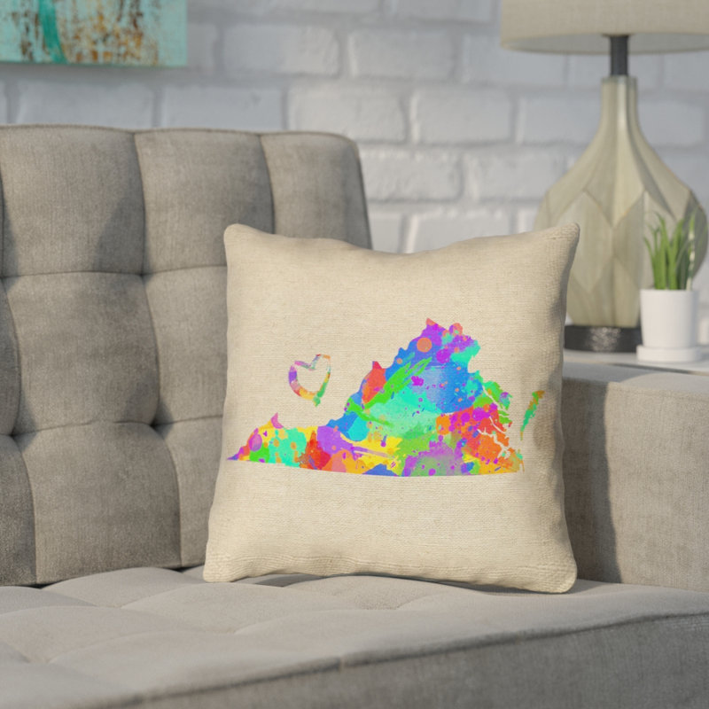 Oreiller Katelyn Smith Virginia Love, 26 po x 26 po, Sergé de coton, Housse / couvercle