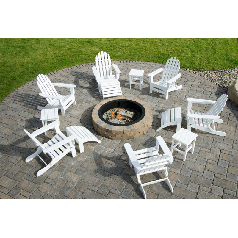 Leighton Foldable Outdoor Adirondack Set, White