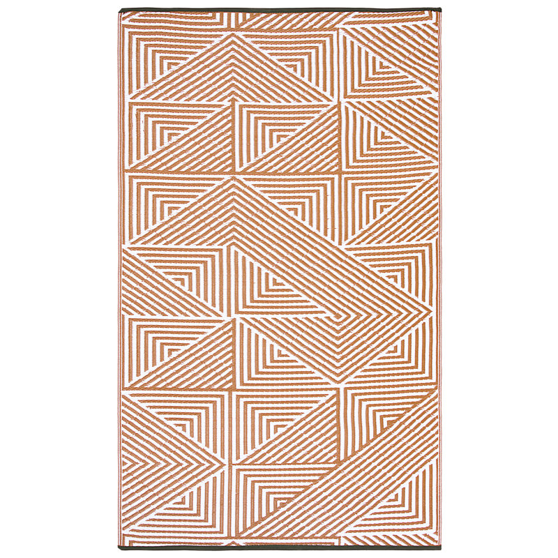 Tapis d'extérieur paille en plastique imperméable Jonikka orange brûlé, Rectangle de 5 pi x 8 pi