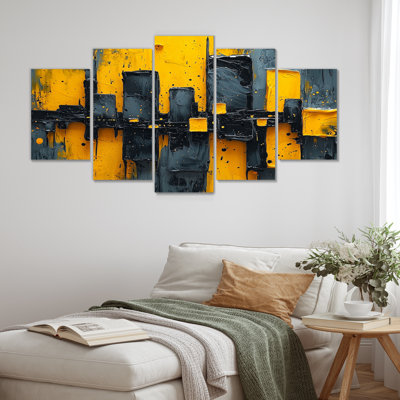 «Cityscape Geometric Pulse I» - art mural géométrique - ensemble d'art mural industriel diamant